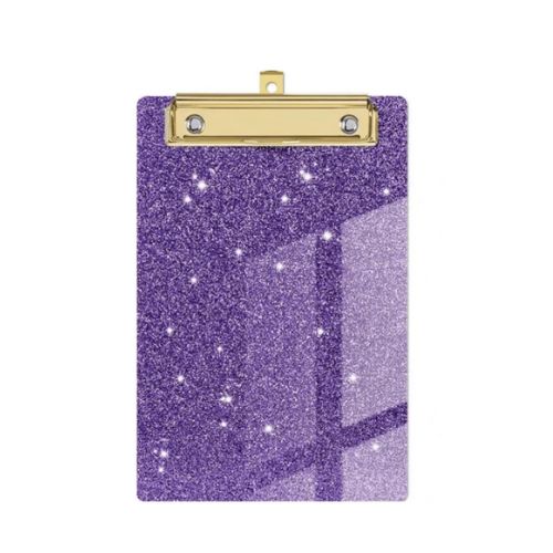 A6 Glitter Acrylic clipboard with gold clips