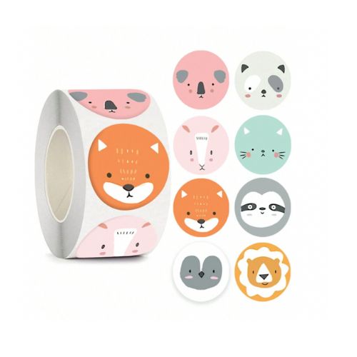 Cute Round Animal Stickers- 500 pieces