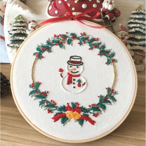 Christmas Snowman Embroidery DIY Kit