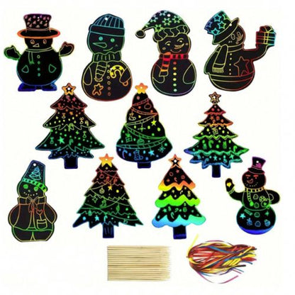 Set of 12 Shiny Scratch-Off Christmas Ornaments for kids