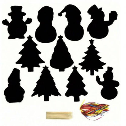 Set of 12 Shiny Scratch-Off Christmas Ornaments for kids