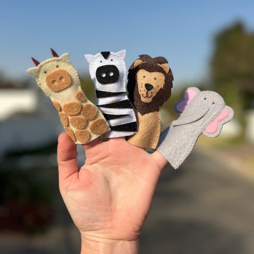 Wild Animals Felt Finger puppets- Set of 4