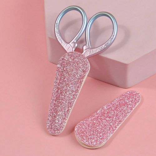 Pink sparkling scissor case