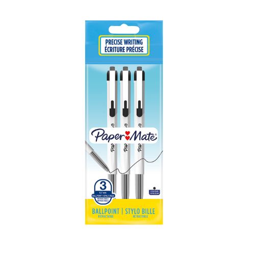 Papermate Ballpoint Precise Writing Pen, Black- set of 3