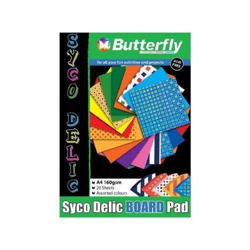 Butterfly Syco delic board pad- A4, 20 sheets, 160gsm