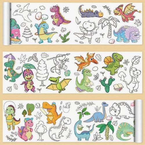 Dinosaur Themed 3m Colouring-in Sheet - Scribble and Scratch